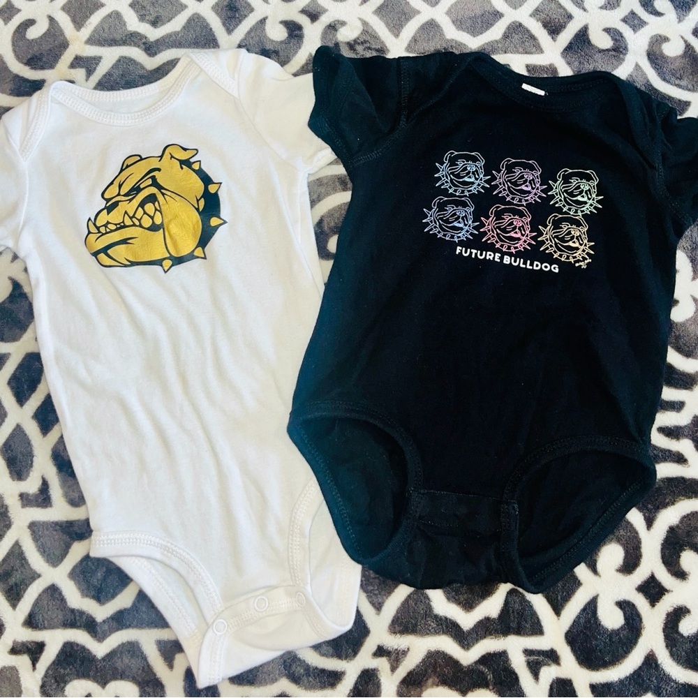 Infant Bulldog Onesies- White and Black